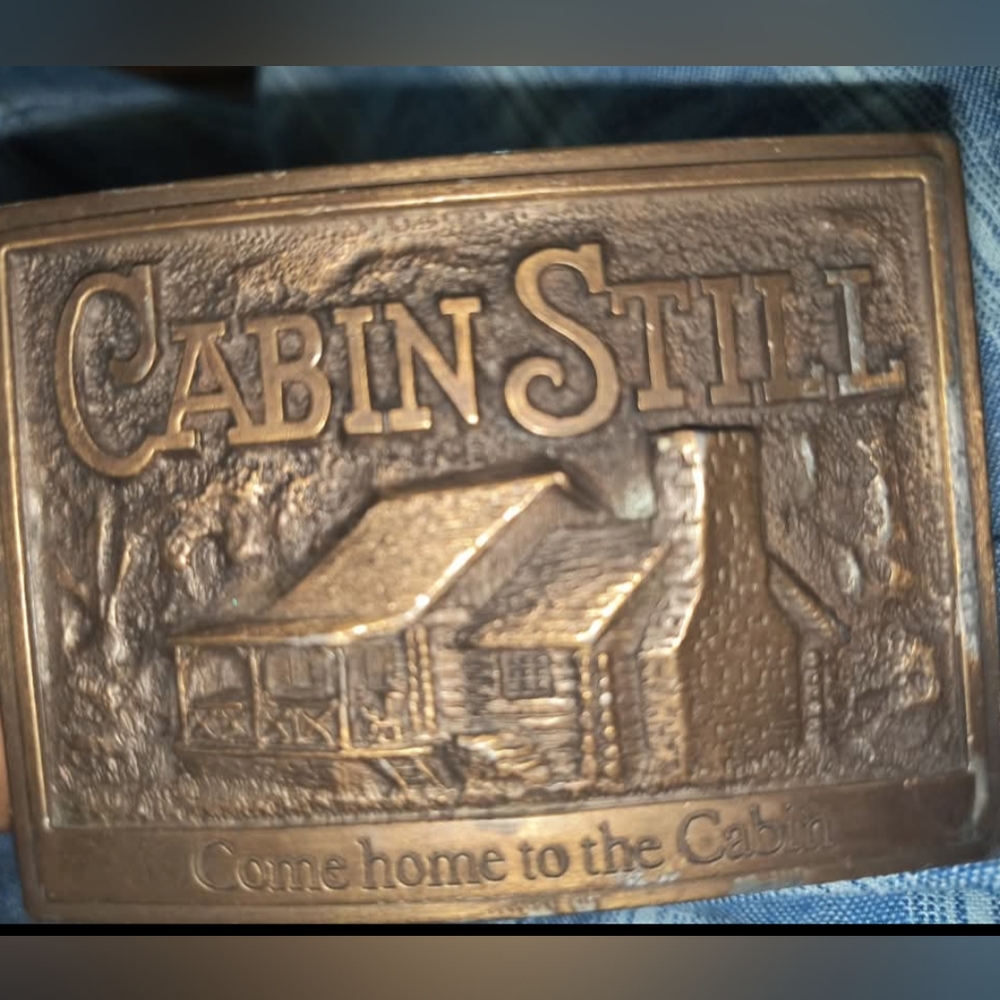 Cabin Still Whiskey Brass Belt BuckleVintage Late 1970s - Picture 2 of 5